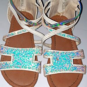 Toddler Girls Sandals Size 8 white Glitter